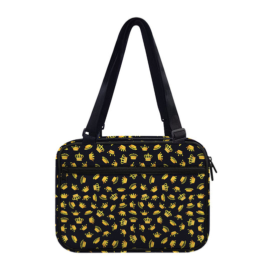 Gold Crown Pattern Print Double Strap Bible Bag
