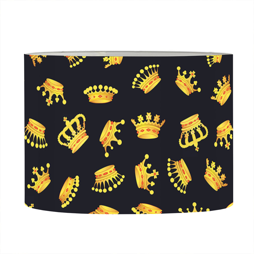 Gold Crown Pattern Print Drum Lamp Shade