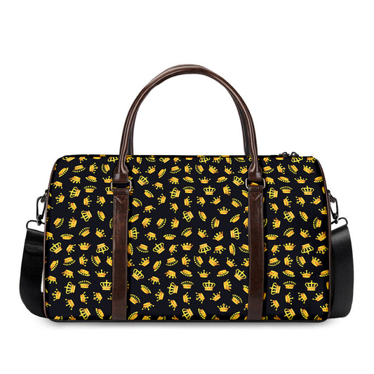Gold Crown Pattern Print Duffle Bag