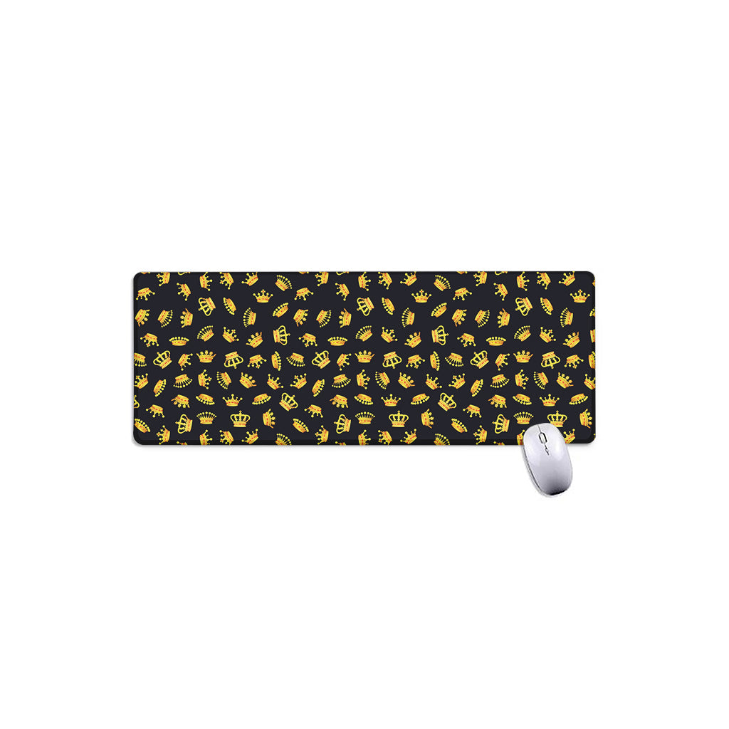 Gold Crown Pattern Print Extended Mouse Pad