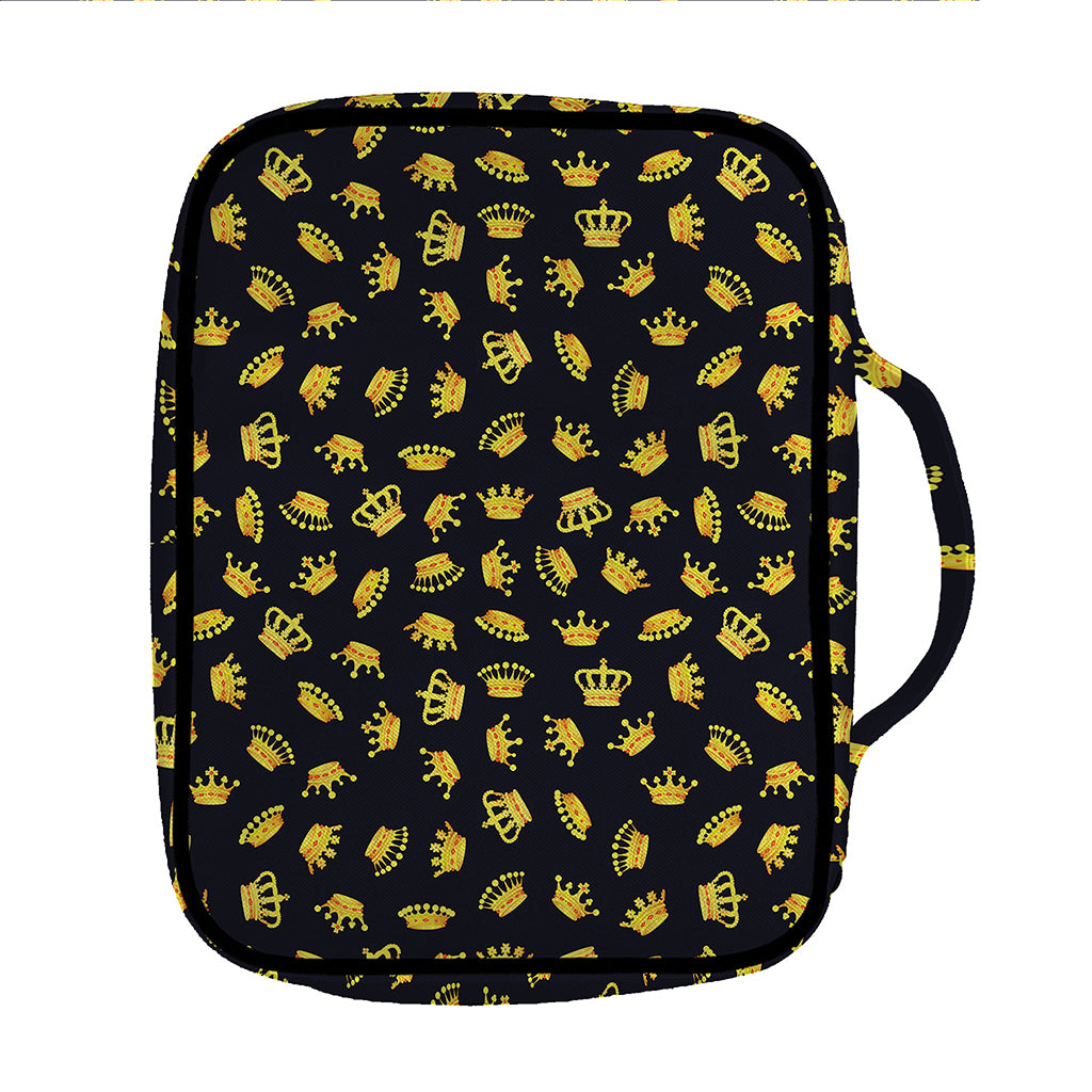 Gold Crown Pattern Print Front Pocket Bible Bag