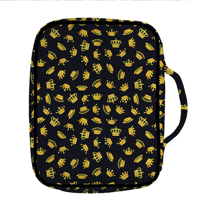 Gold Crown Pattern Print Front Pocket Bible Bag