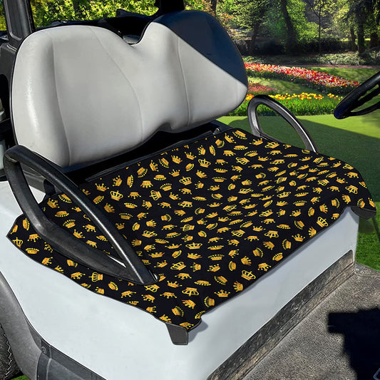Gold Crown Pattern Print Golf Cart Seat Cover