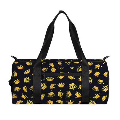 Gold Crown Pattern Print Gym Bag