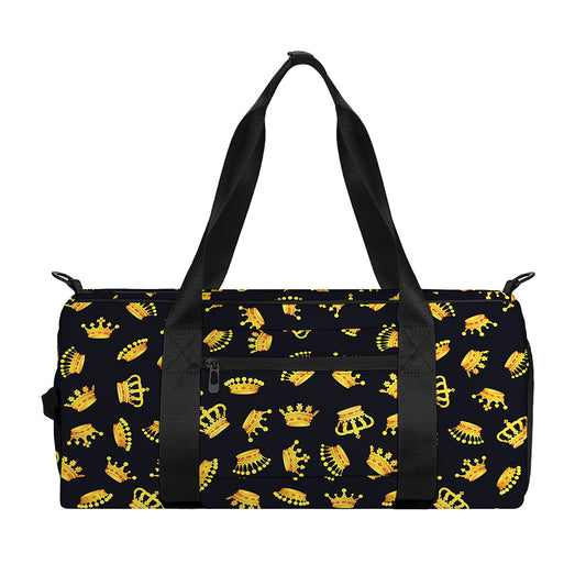 Gold Crown Pattern Print Gym Bag