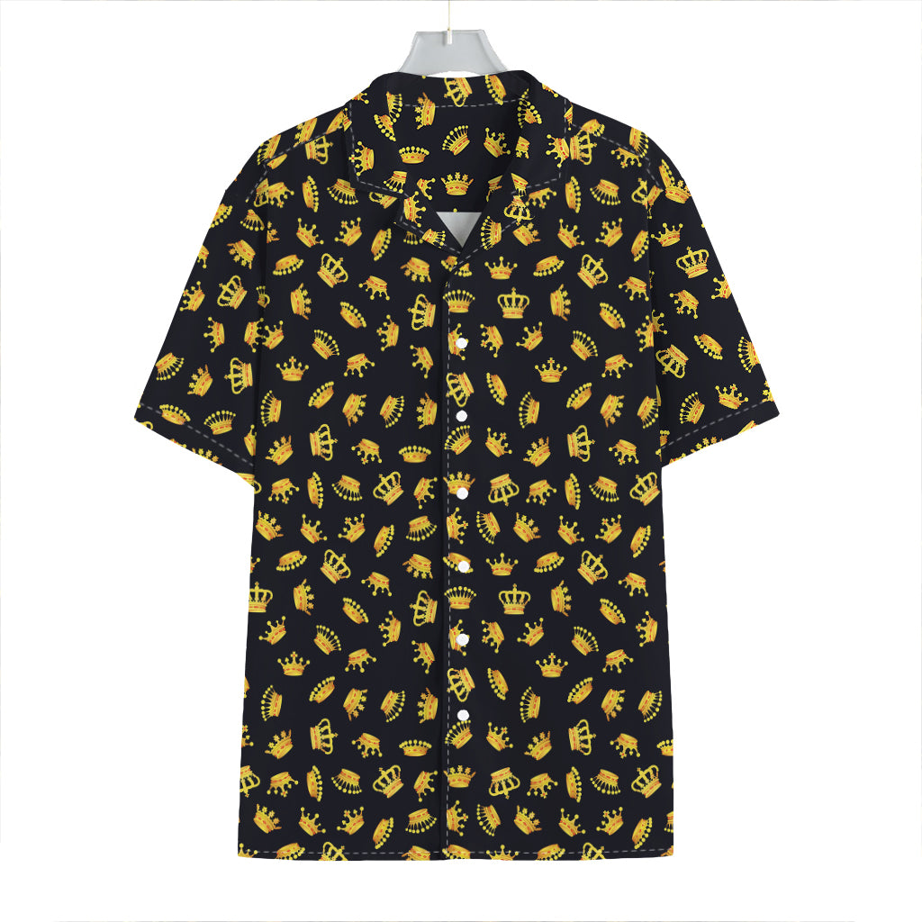 Gold Crown Pattern Print Hawaiian Shirt