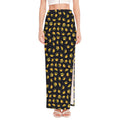 Gold Crown Pattern Print High Slit Maxi Skirt