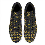Gold Crown Pattern Print High Top Leather Sneakers