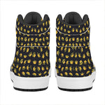 Gold Crown Pattern Print High Top Leather Sneakers