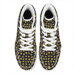 Gold Crown Pattern Print High Top Leather Sneakers