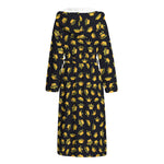 Gold Crown Pattern Print Hooded Bathrobe