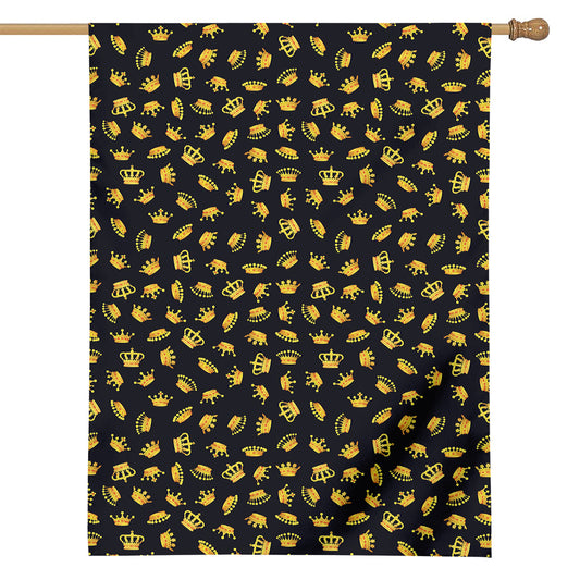 Gold Crown Pattern Print House Flag
