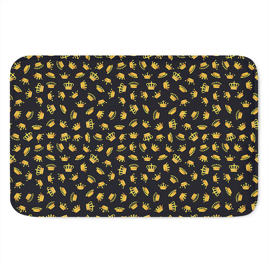 Gold Crown Pattern Print Indoor Door Mat