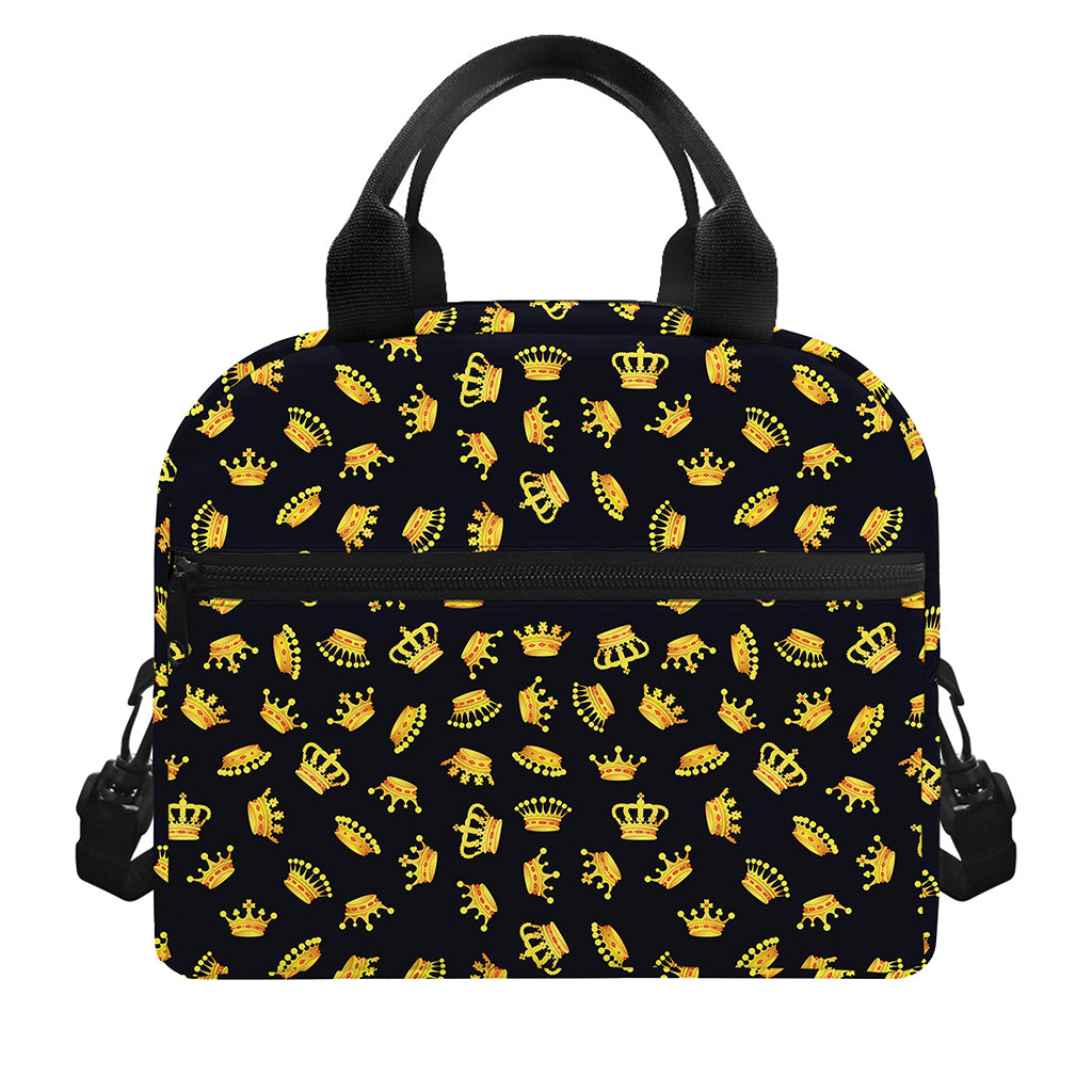 Gold Crown Pattern Print Insulated Lunch Bag