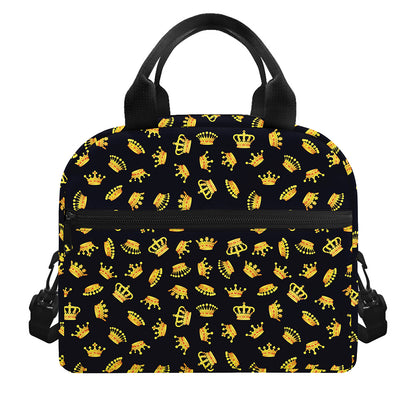 Gold Crown Pattern Print Insulated Lunch Bag