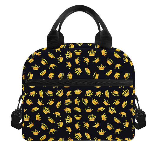 Gold Crown Pattern Print Insulated Lunch Bag