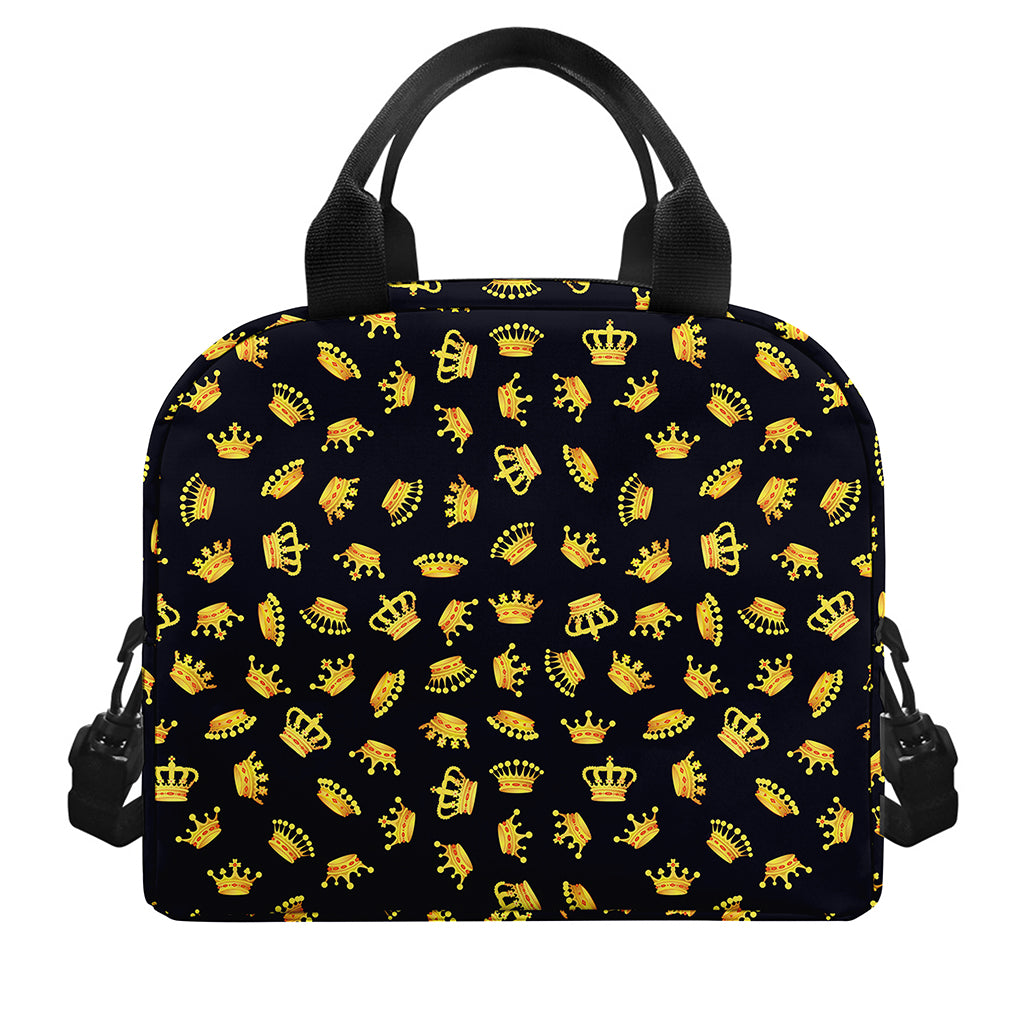 Gold Crown Pattern Print Insulated Lunch Bag