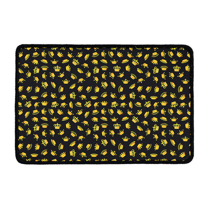 Gold Crown Pattern Print Kitchen Mat