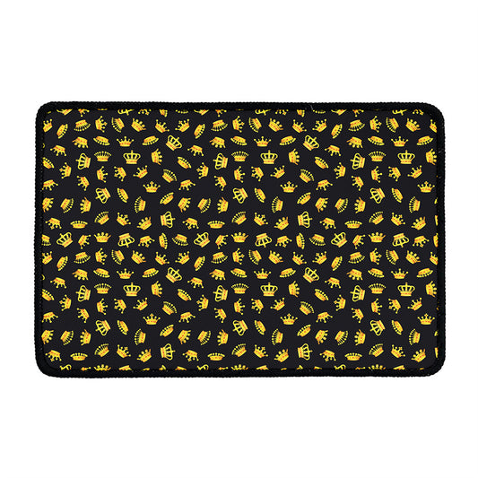 Gold Crown Pattern Print Kitchen Mat