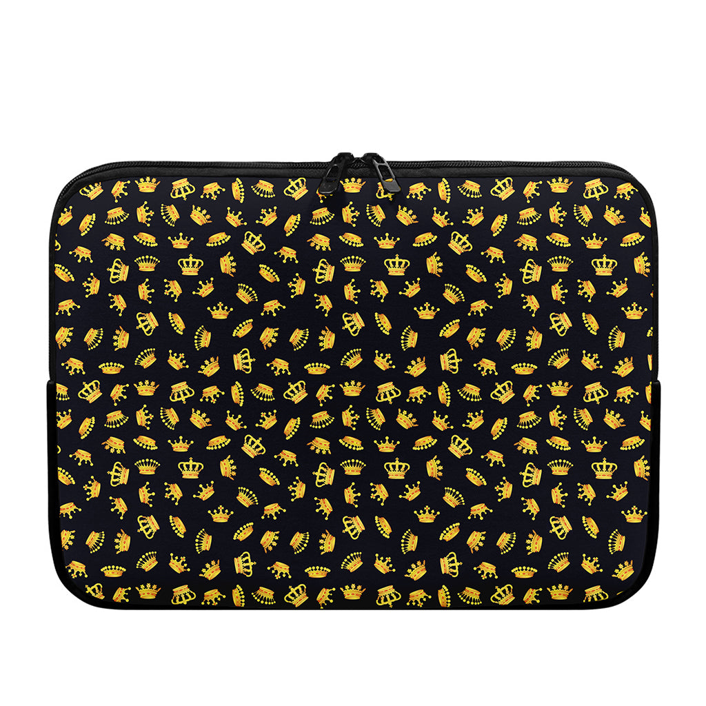 Gold Crown Pattern Print Laptop Sleeve