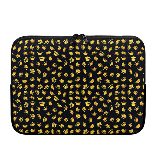 Gold Crown Pattern Print Laptop Sleeve