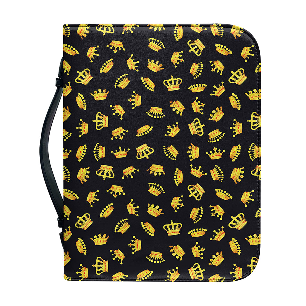 Gold Crown Pattern Print Leather Bible Cover