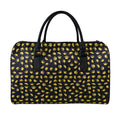Gold Crown Pattern Print Leather Duffel Bag