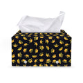 Gold Crown Pattern Print Leather Tissue Box Cover
