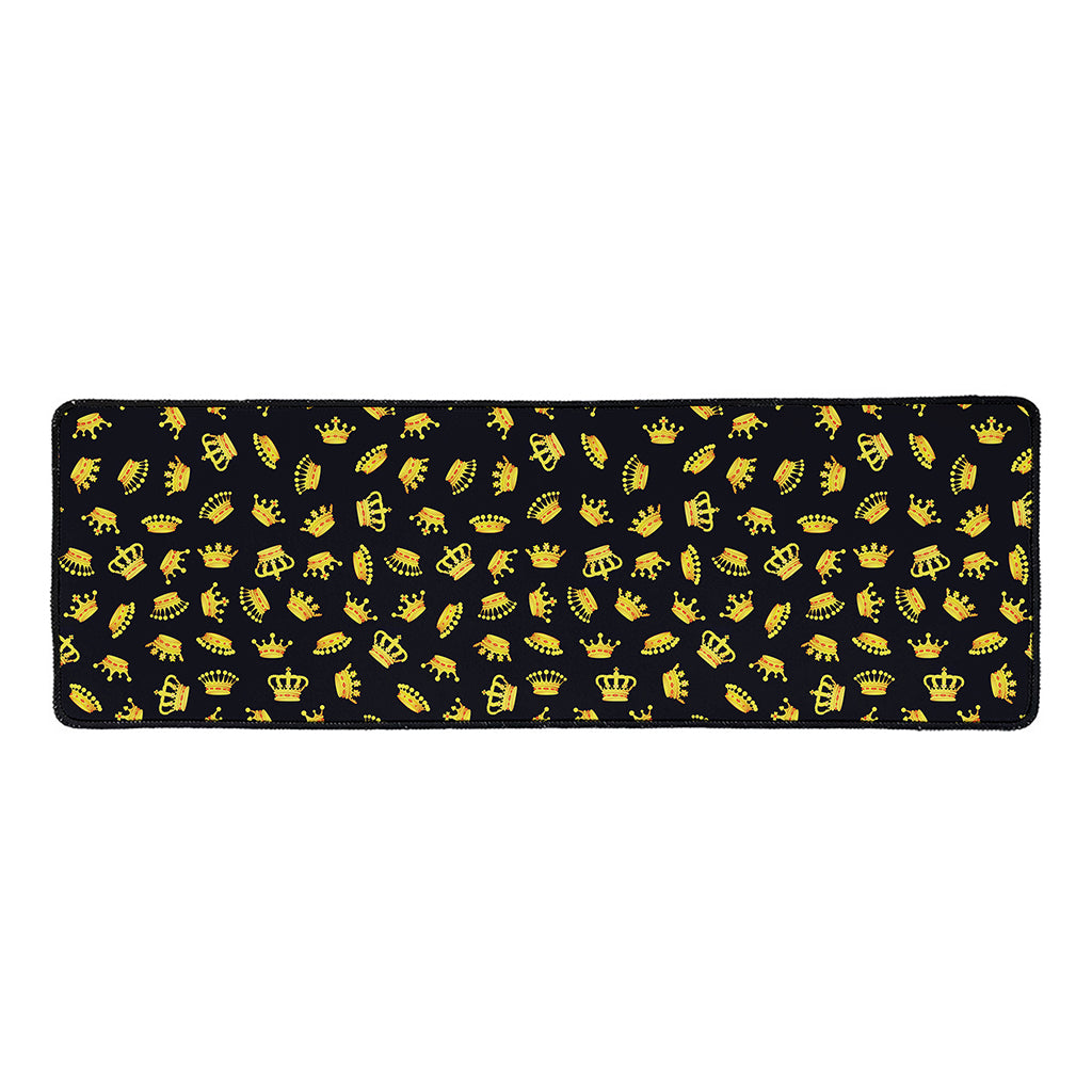 Gold Crown Pattern Print Long Kitchen Mat