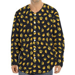 Gold Crown Pattern Print Long Sleeve Baseball Jersey