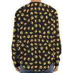 Gold Crown Pattern Print Long Sleeve Baseball Jersey