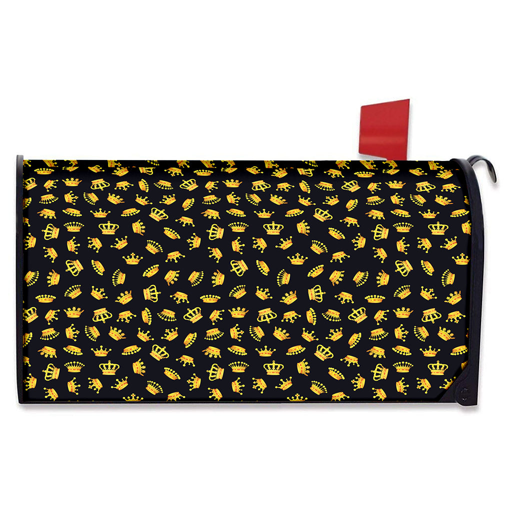 Gold Crown Pattern Print Mailbox Cover