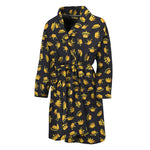 Gold Crown Pattern Print Men's Bathrobe