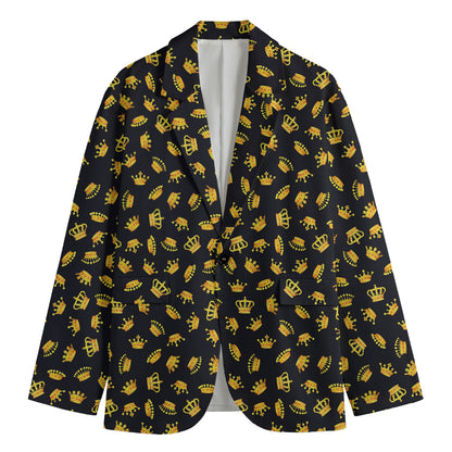 Gold Crown Pattern Print Men's Blazer