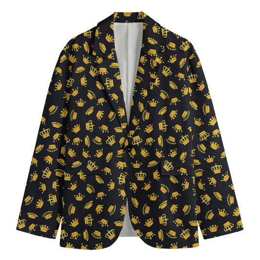 Gold Crown Pattern Print Men's Blazer