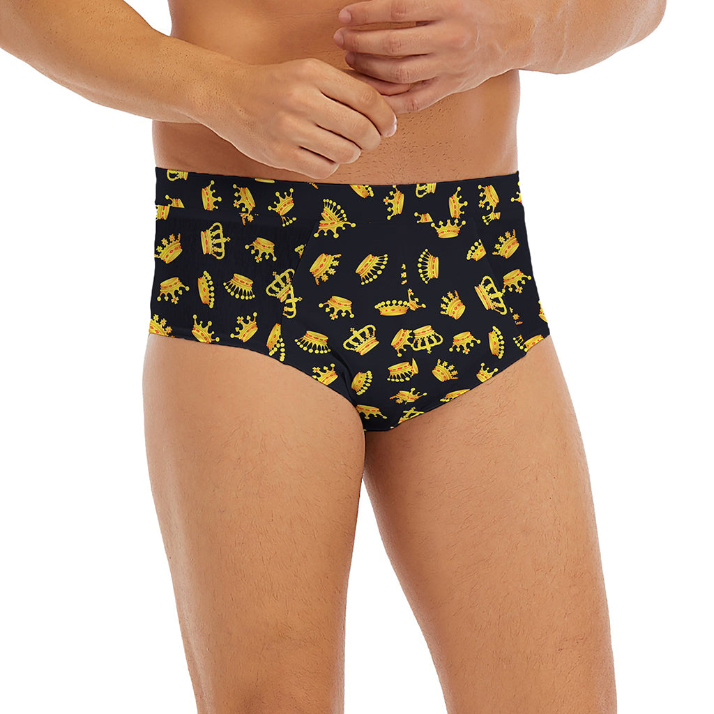 Gold Crown Pattern Print Men's Briefs