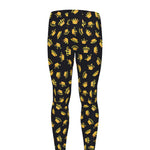 Gold Crown Pattern Print Men's leggings