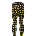 Gold Crown Pattern Print Men's leggings