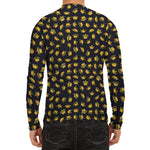 Gold Crown Pattern Print Men's Long Sleeve Rash Guard
