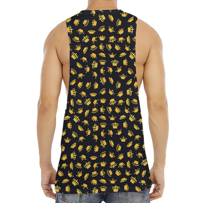 Gold Crown Pattern Print Men's Muscle Tank Top
