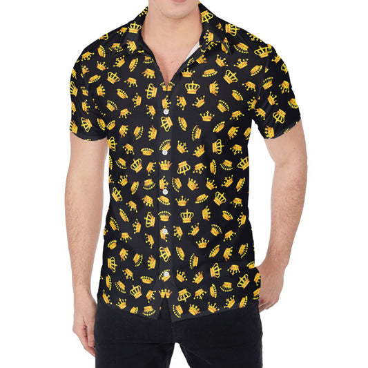 Gold Crown Pattern Print Men's Shirt