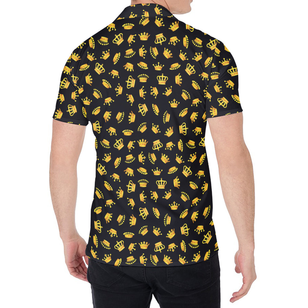 Gold Crown Pattern Print Men's Shirt
