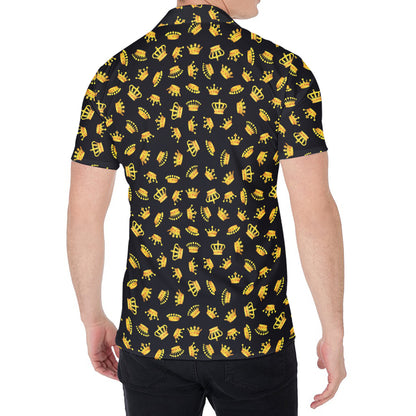 Gold Crown Pattern Print Men's Shirt
