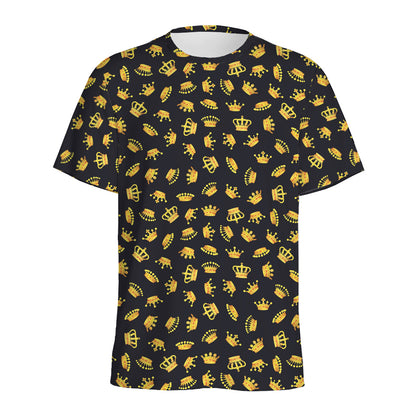 Gold Crown Pattern Print Men's Sports T-Shirt