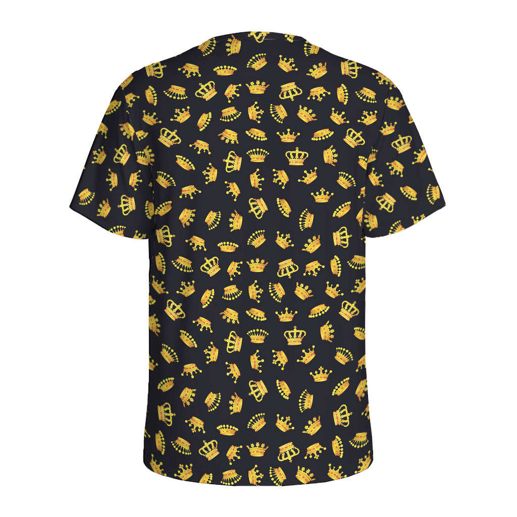 Gold Crown Pattern Print Men's Sports T-Shirt
