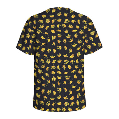 Gold Crown Pattern Print Men's Sports T-Shirt