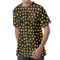 Gold Crown Pattern Print Men's Velvet T-Shirt