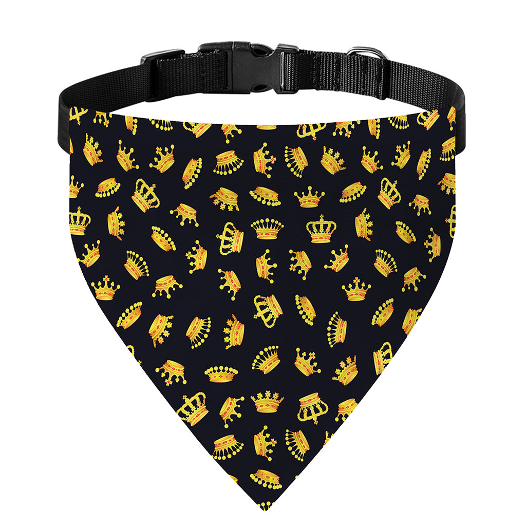 Gold Crown Pattern Print Over The Collar Dog Bandana