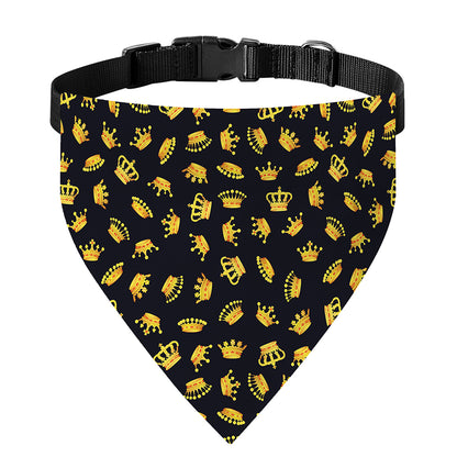 Gold Crown Pattern Print Over The Collar Dog Bandana