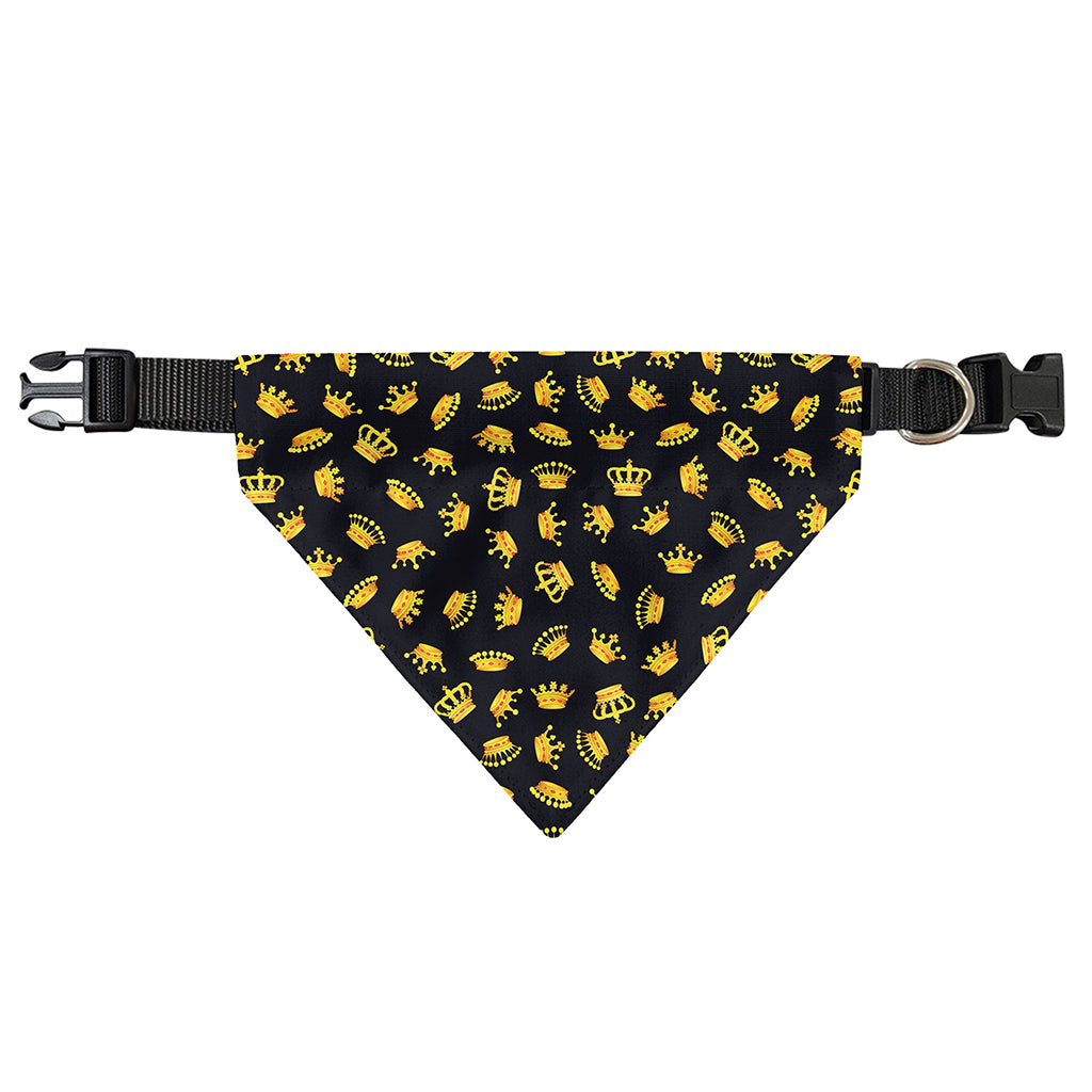 Gold Crown Pattern Print Over The Collar Dog Bandana
